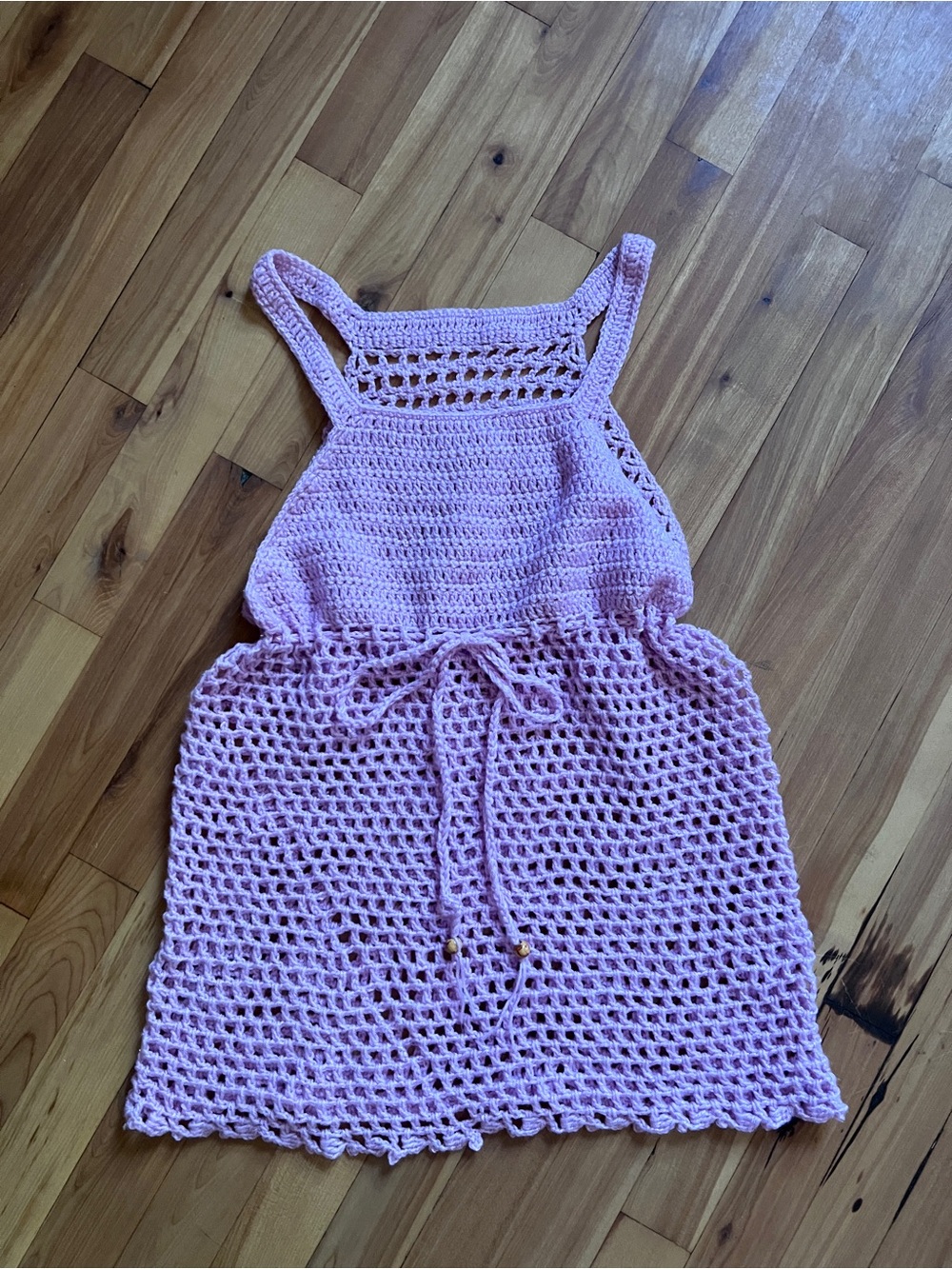 Handmade Crochet Pink Adjustable Tank